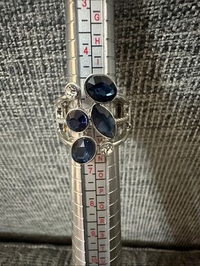 paparazzi Silver-Tone Ring with Navy Blue Crystal Cluster Bundle for discounts